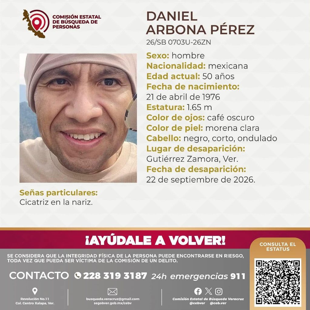 La esposa del abogado Daniel Arbona Pérez pidió a la presidenta Claudia Sheinbaum y a la gobernadora Rocío Nahle la aparición con vida de su esposo privado de la libertad en Gutiérrez Zamora. 