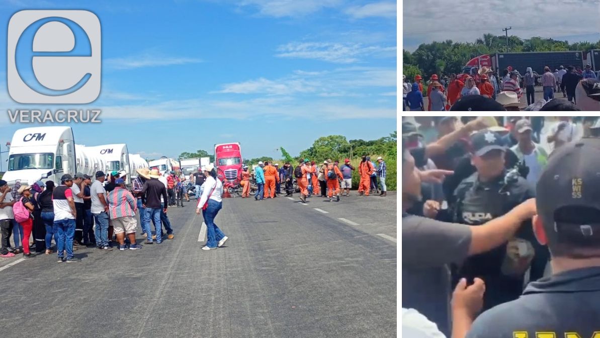 Bloquean la Tinajas-Cosamaloapan y acusan extorsiones de la Policía Estatal