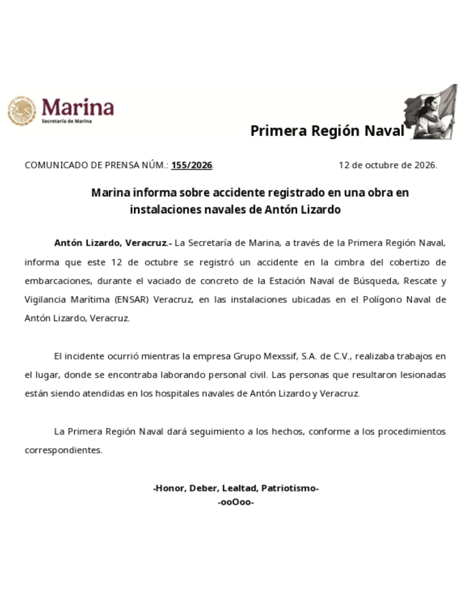 Accidente en obra de la Marina en Antón Lizardo deja varios trabajadores lesionados