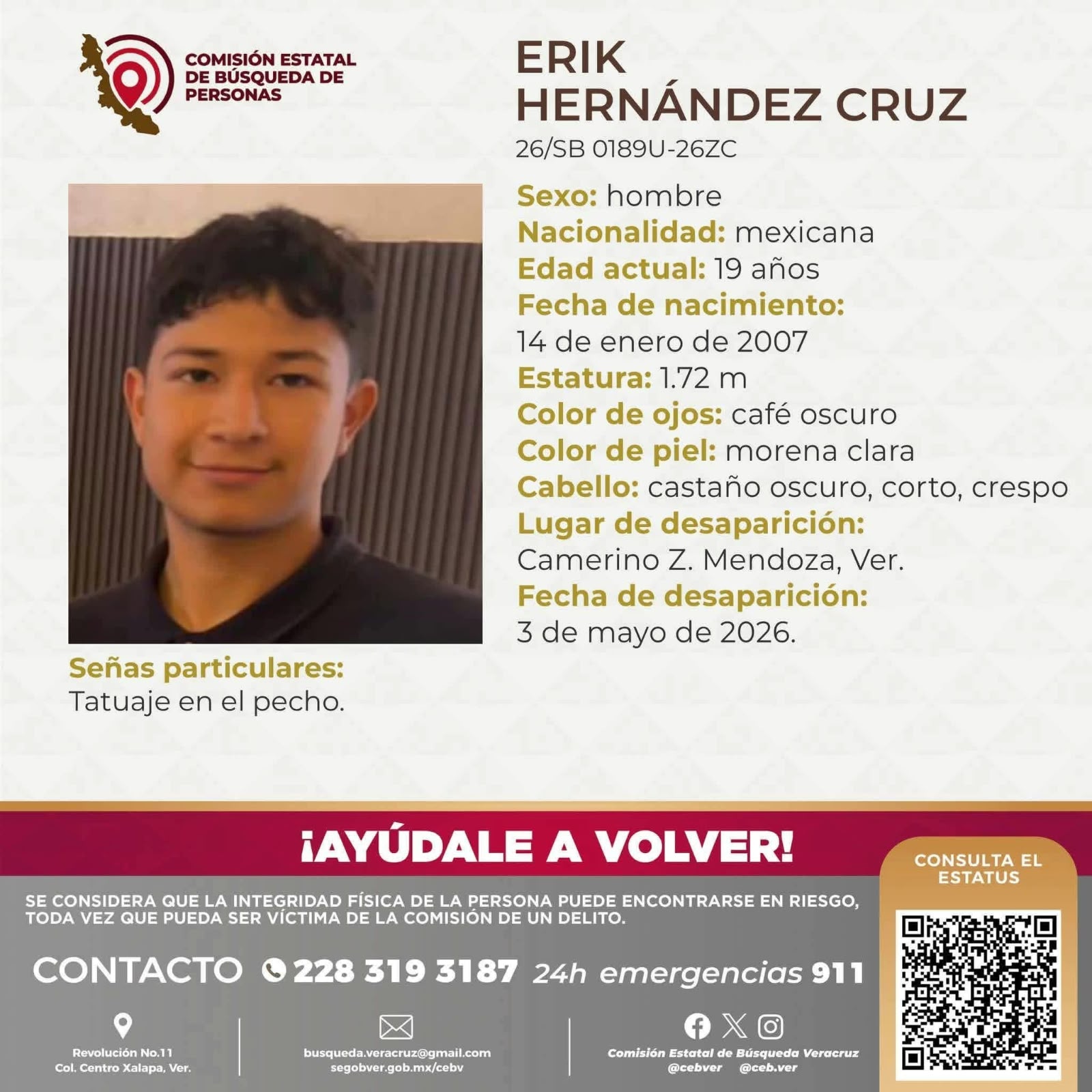 Localizan sin vida a Erik Hernández tras desaparecer cuando volvía de trabajar en Orizaba