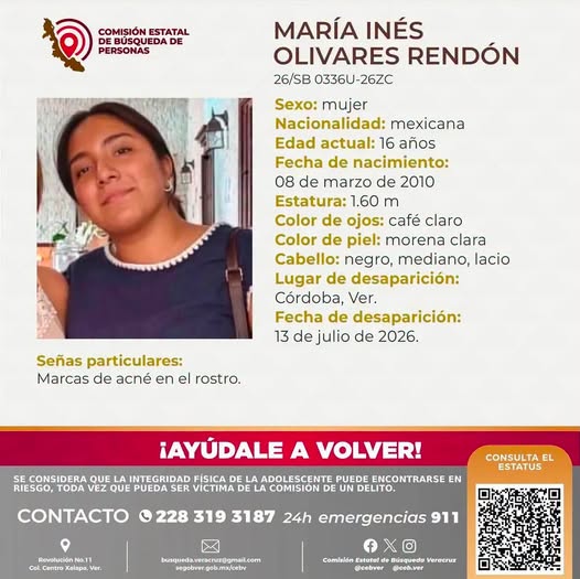 Localizan con vida a adolescente reportada como desaparecida en Córdoba, Veracruz