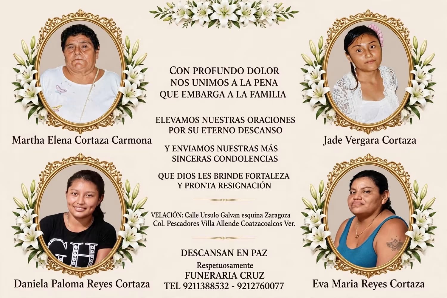 Luto en Villa Allende: velan a 4 mujeres tras colapso de barda en Coatzacoalcos